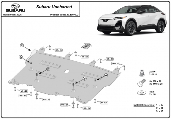 Aluminum skid plate for Subaru Uncharted