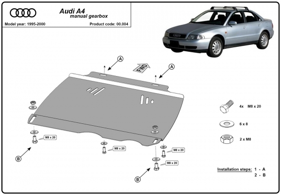 Steel manual gearbox skid plate Audi A4 B5