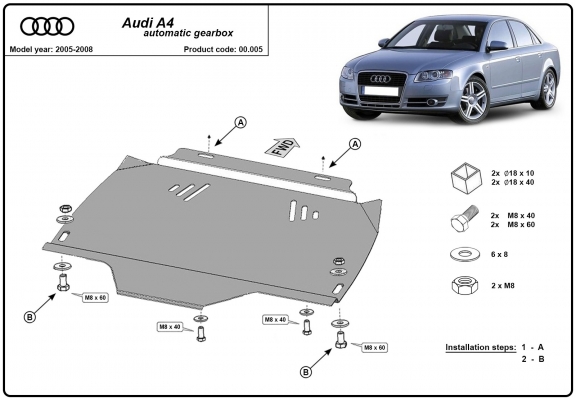 Steel automatic gearbox skid plate forAudi A4  B7