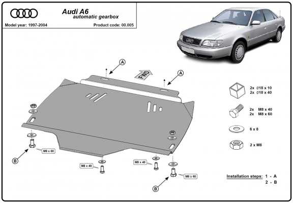 Steel automatic gearbox skid plate forAudi A6