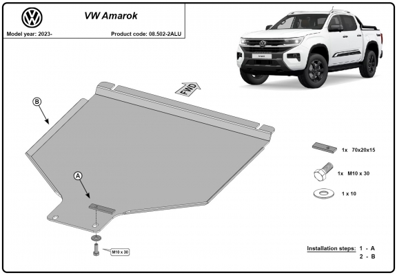 Aluminum gearbox skid plate for Volkswagen Amarok