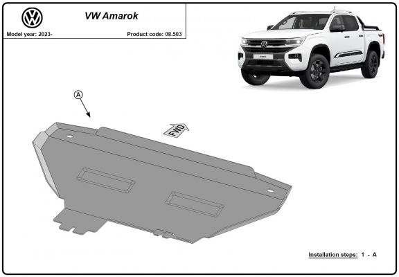 Steel radiator skid plate for Volkswagen Amarok 2 
