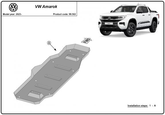Steel fuel tank skid plate  for Volkswagen Amarok 2 (MB3G9A147CF; 2643728)
