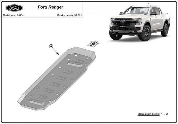 Steel fuel tank skid plate  for Ford Ranger