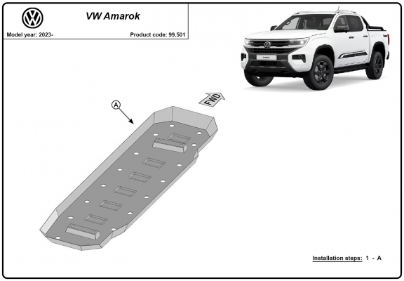 Steel fuel tank skid plate  for Volkswagen Amarok 2 