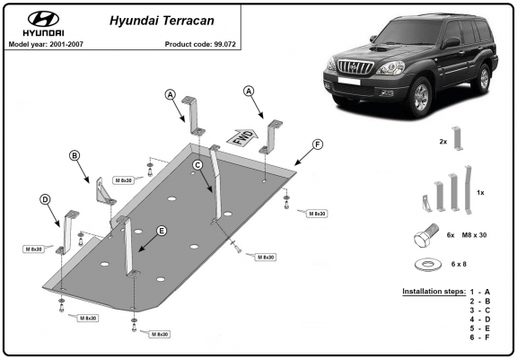 Steel fuel tank skid plate  for Hyundai Terracan
