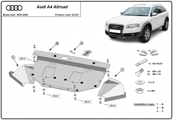 Steel skid plate for Audi A4 B7 All Road