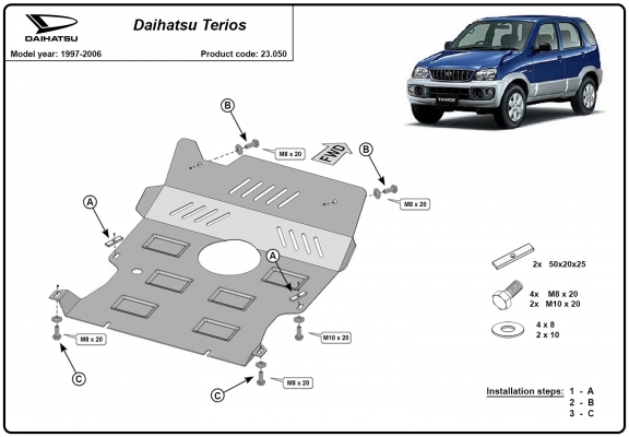 Steel skid plate for Daihatsu Terios