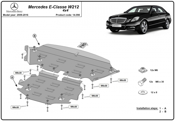 Steel skid plate for Mercedes E-Classe W212 - 4x4