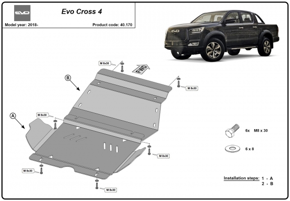 Steel skid plate for Evo Cross 4
