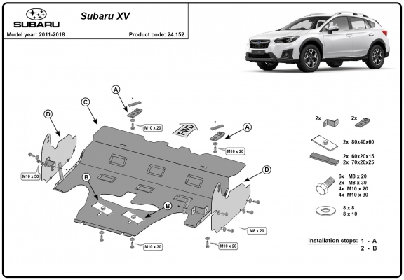 Steel skid plate for Subaru  XV