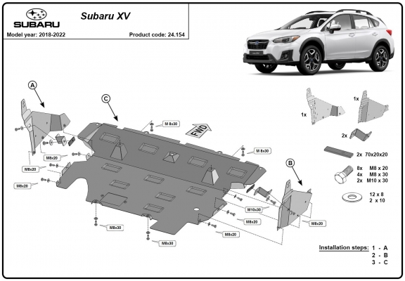 Steel skid plate for Subaru  XV