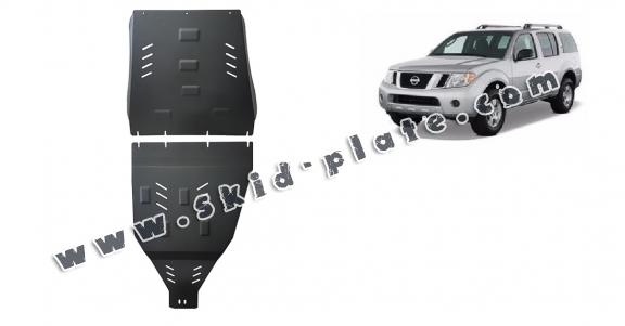 Steel gearbox and differential skid plate for Nissan Pathfinder