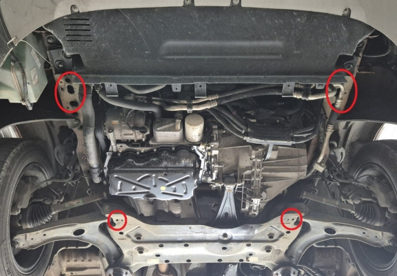 Aluminum skid plate for the protection of the engine and the gearbox for Ford Transit Custom - FWD