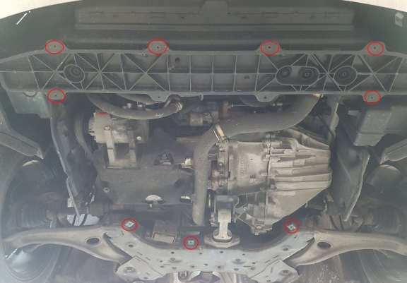 Steel skid plate for the protection of the engine and the gearbox for Hyundai i40