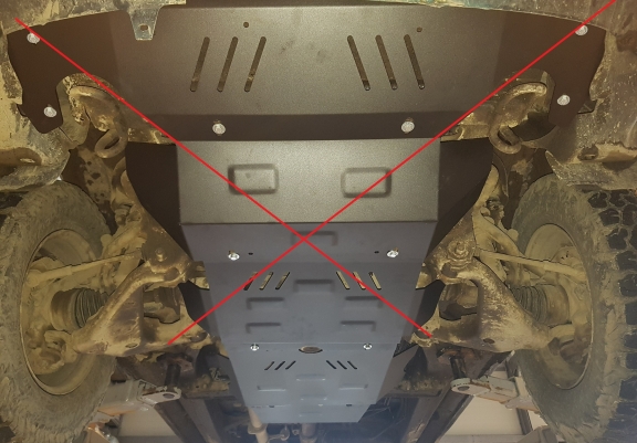 Steel gearbox and particle filter skid plate for Toyota Hilux 