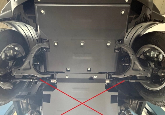Steel skid plate for KGM Musso 